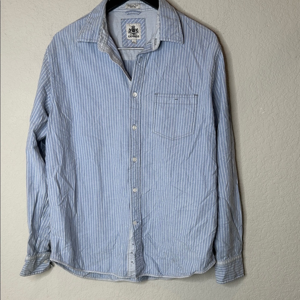 Express Blue Striped Button-Down Shirt